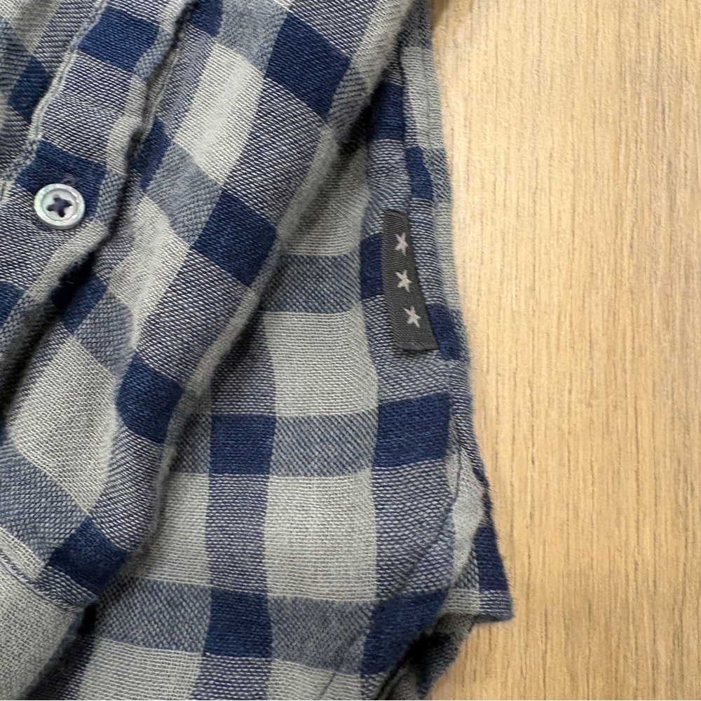 🌟JOHN VARVATOS🌟 DALE DOUBLEFACE PLAID BUTTON FRONT SHIRT NAVY / GREY SZ L - Picture 6 of 11